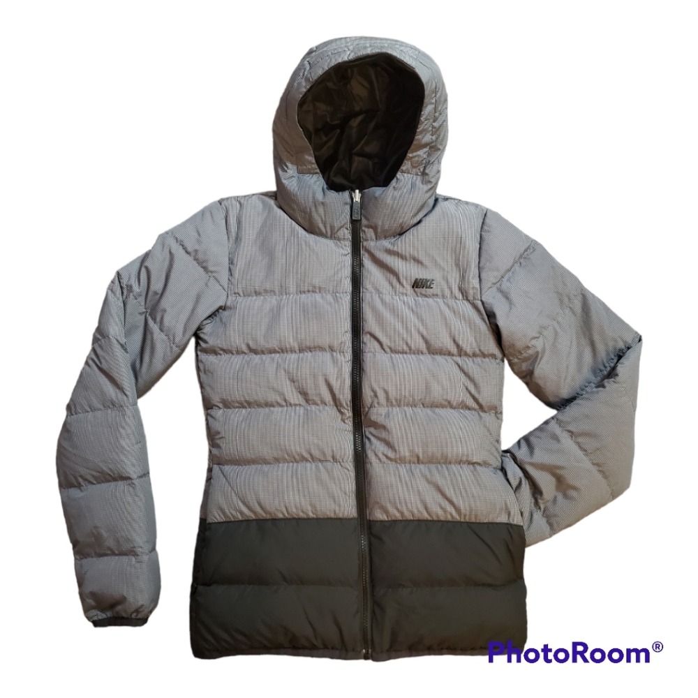Nike Reversible Light Puff Grey Black Jacket Coat Womans